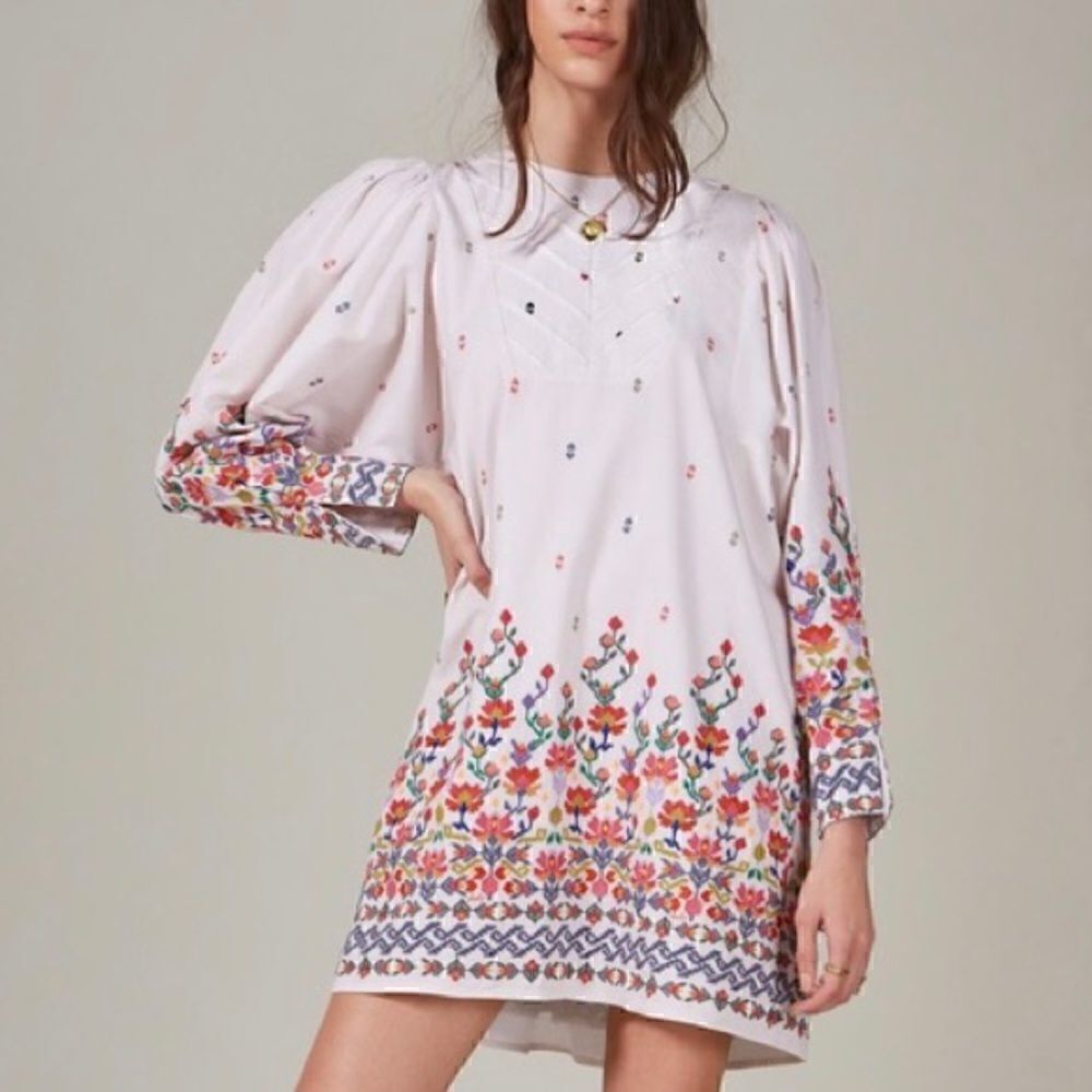 Chufy Long Sleeve Dress Kenko Peru Embroidered Floral